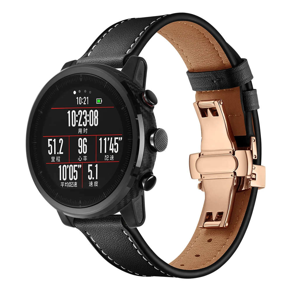 Кожаный ремешок для Xiaomi Huami Amazfit PACE Stratos, Смарт-часы, браслет для Xiaomi Amazfit, ремешок с металлической пряжкой, кожаный ремень