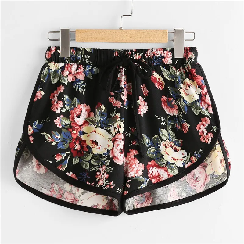 ESHINES Flora Women Fitness Sports Running Shorts Female Loose Striped