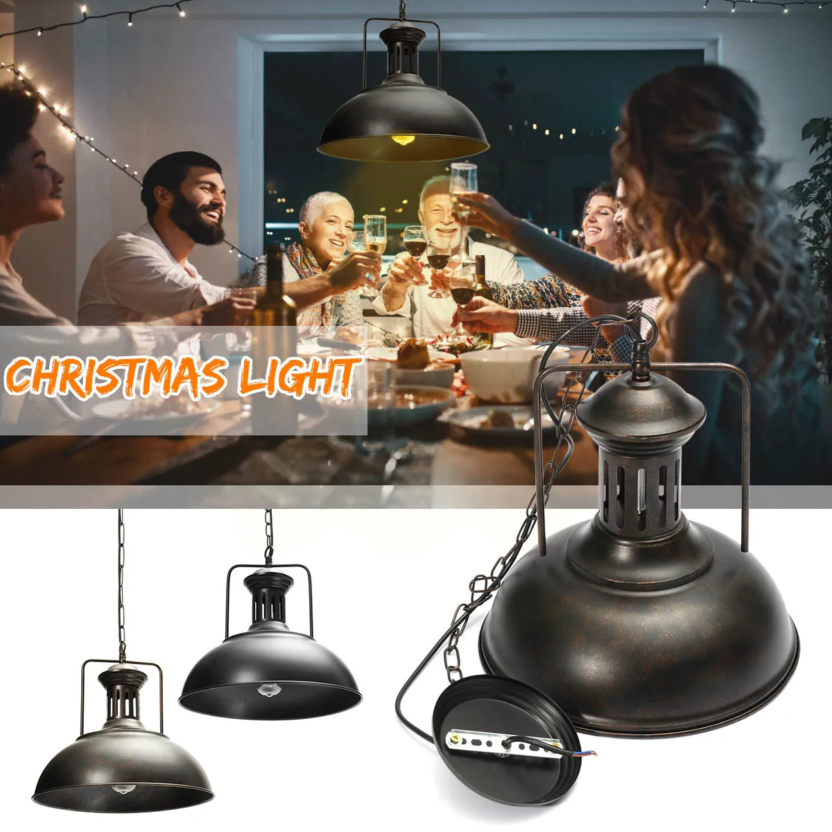 

Industrial Pendant Lamp Vintage E27 Holder Fixture Hanging Iron Lamp Shades Chandelier Home Loft Restaurant Bar Counter Attic