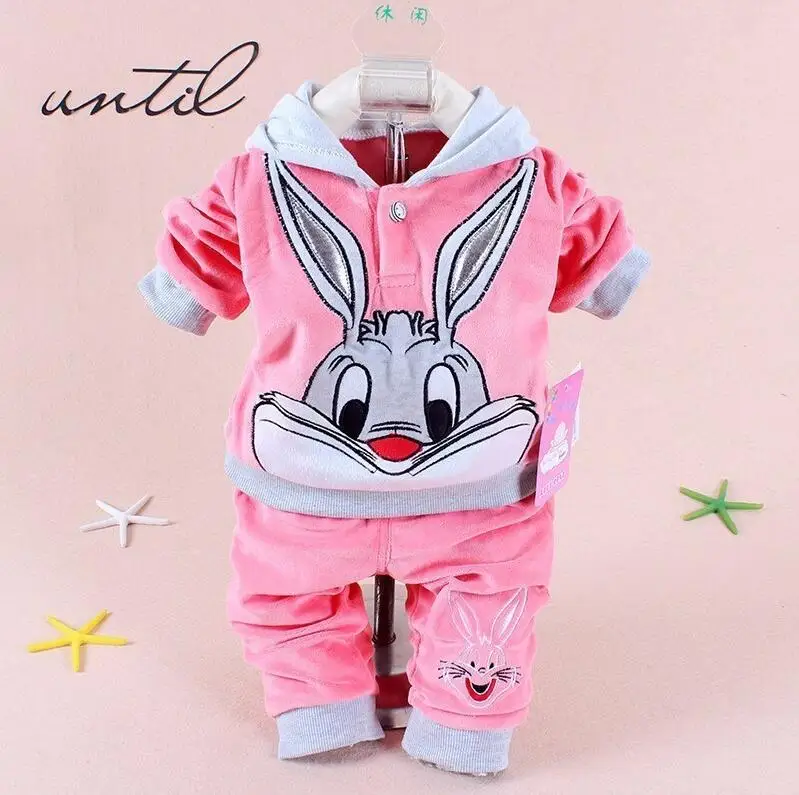 

New Baby Rabbit Girls Clothing Sets Kids Autumn Character Cotton Long Sleeve Shirt + Pants 2 Piece Children Clothing Set