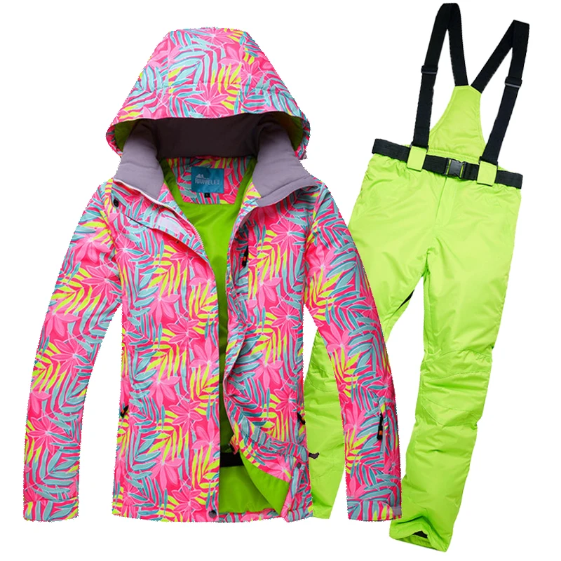 Мужчин/женщин Сноубординг одежда зимними видами спорта, лыжные комплекты Водонепроницаемый толстый-30 теплый костюм Куртки+ Штаны снег куртки - Цвет: GREEN