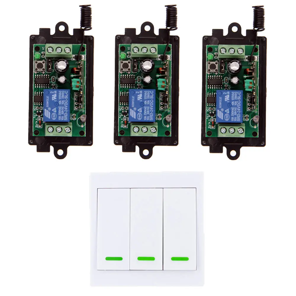 DC 9V 12V 24V 1 CH 1CH RF Wireless Remote Control Switch System Receiver+3CH 86 Wall Transmitter,315/433 MHz DC 9V 12V 24V 1 CH 1CH RF Wireless Remote Control Switch System Receiver+3CH 86 Wall Transmitter,315/433 MHz