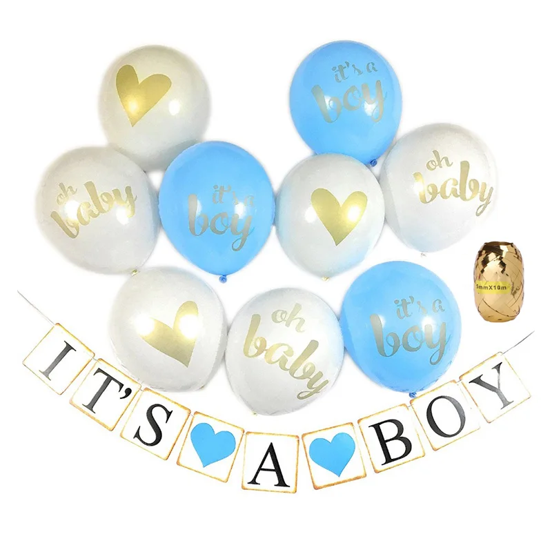 

2019 First Birthday Balloons banner Baby Shower Boy and Girl Party Decorations Kids Balloons