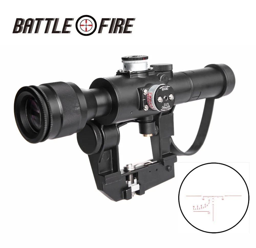 

Military Standard Riflescope with SVD 4x24 Red Illuminate Reticle Optical Rifle Scope Latest for hunting collimator sight Ak47