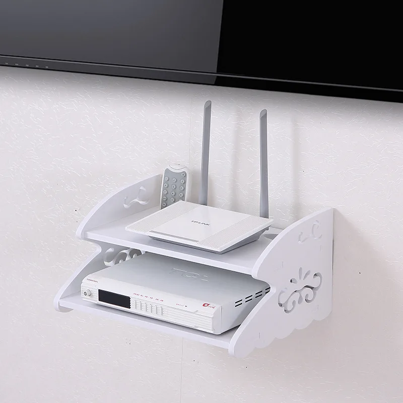 

Wireless Wifi Router Storage Box PVC panel Shelf Wall Hangings Bracket Cable Storage Organizer Home Decor