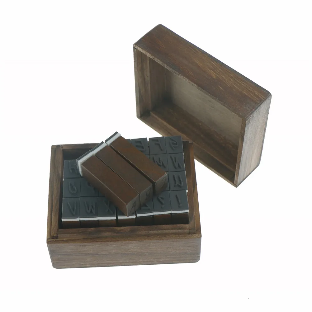 28 Pcs /box Stamps Wooden Alphabet And Number Stamps Set DIY Letter
