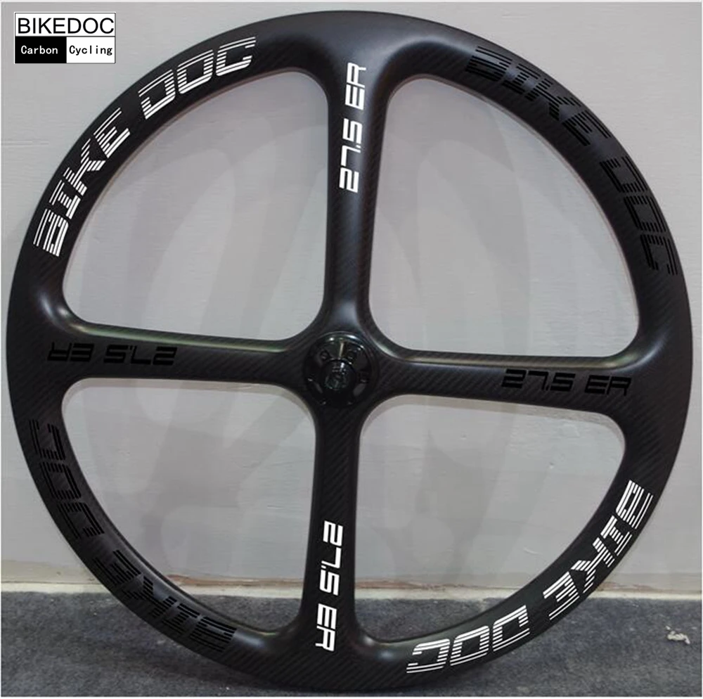 Flash Deal BIKEDOC Mountain Bike Carbon 4 Spoke Wheel 650b Bicycle Wheel 27.5er Mtb wheel Clincher Tubuless 5
