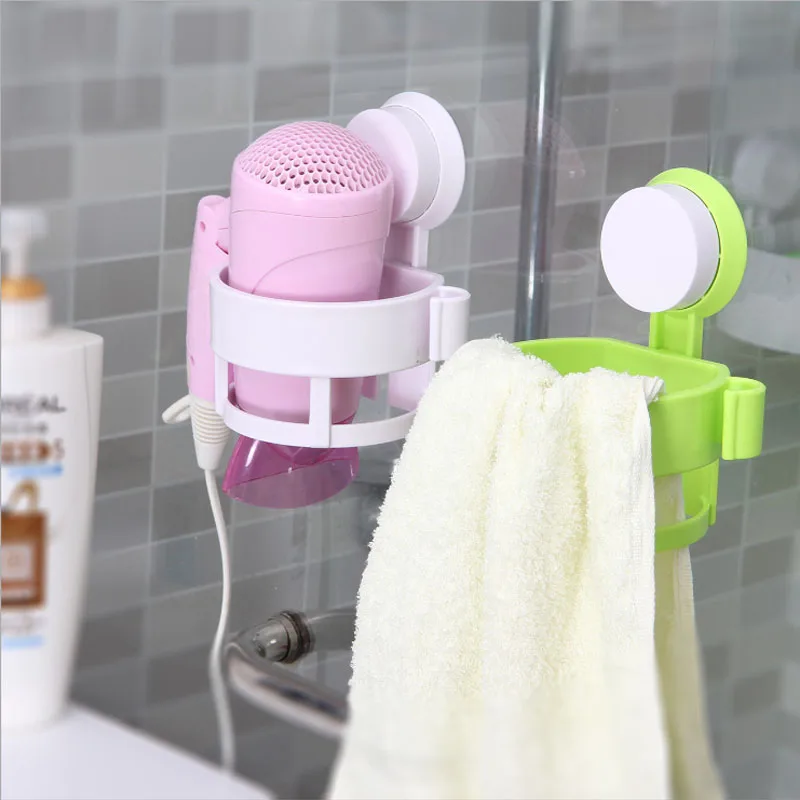 4 Color Practical Bathroom Sucker Strong Hair Dryer Storage Rack Blower
