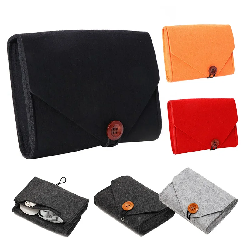 

1 Pcs Coin Key Package Mini Felt Pouch Home Storage Organization Earphone SD Card Power Bank Data Cable Travel Organizer
