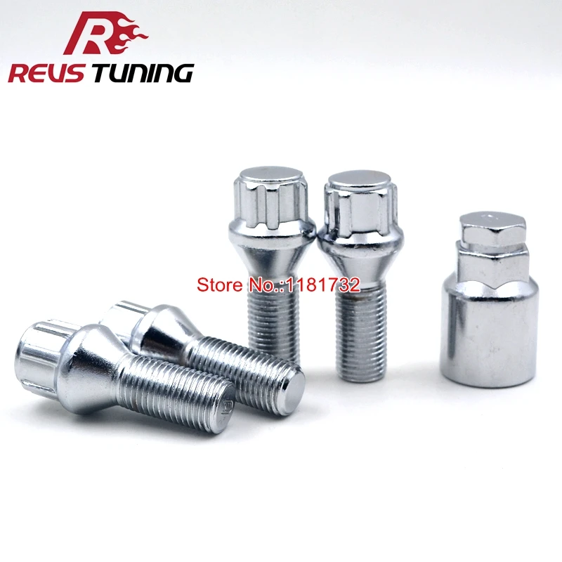 

4pcs Anti-theft M14X1.5 Car Wheel Lock Locking Nuts With Adapter
