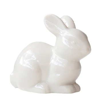 

New Cute Mini White Ceramic Rabbit Home Decoration Ornaments Mini Landscape Craft Jewelry White Porcelain