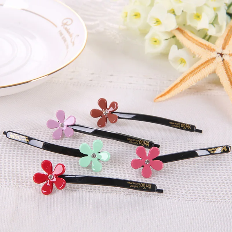 flower Petal Plastic Hair Barrettes Snap women Hair Clip with logo