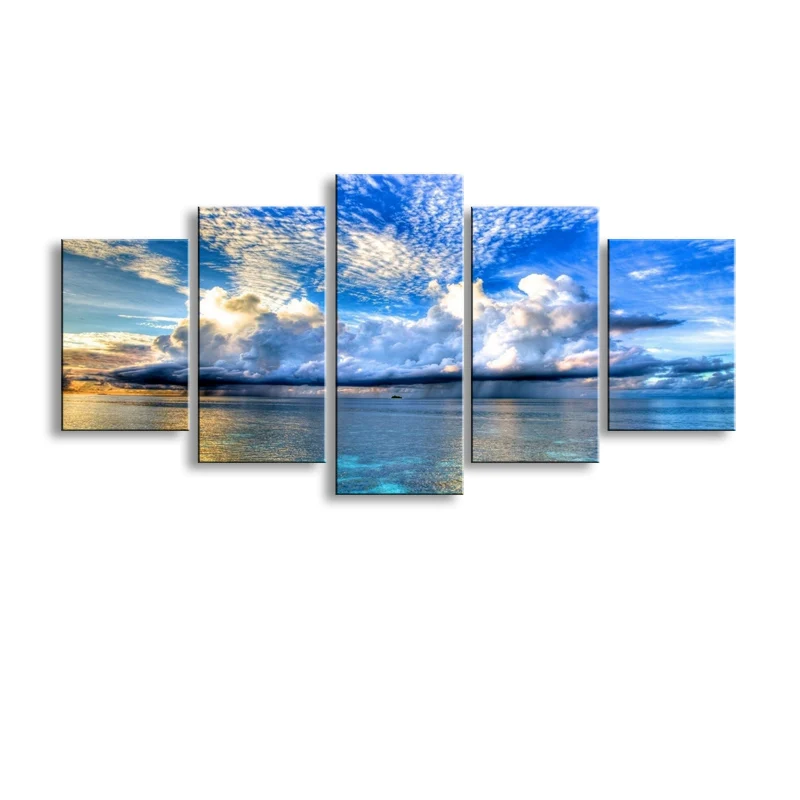

5 pieces high-definition print sea Clouds Island anvas painting poster and wall art living room picture HaiD-009