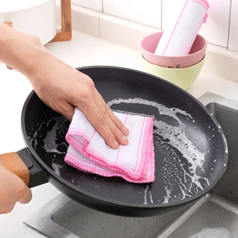

5pcs Square Durable Kitchen Cleaning Cloth 5 Layer Cotton Bowl Tablecloths Torchon Mut Fak Havlusu Towel Mop Dropshipping