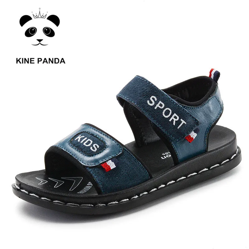 KINE PANDA Детские сандалии для мальчиков пляжная обувь подростковый школьный студенческий детский летний сандалии из натуральной кожи для маленьких мальчиков 26-37
