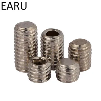 

100PCS 304 Stainless Steel M3 M4 Flat End Set Screws Bolt Inner Hexagonal Hexagon Hex Socket Headless Headless Machine
