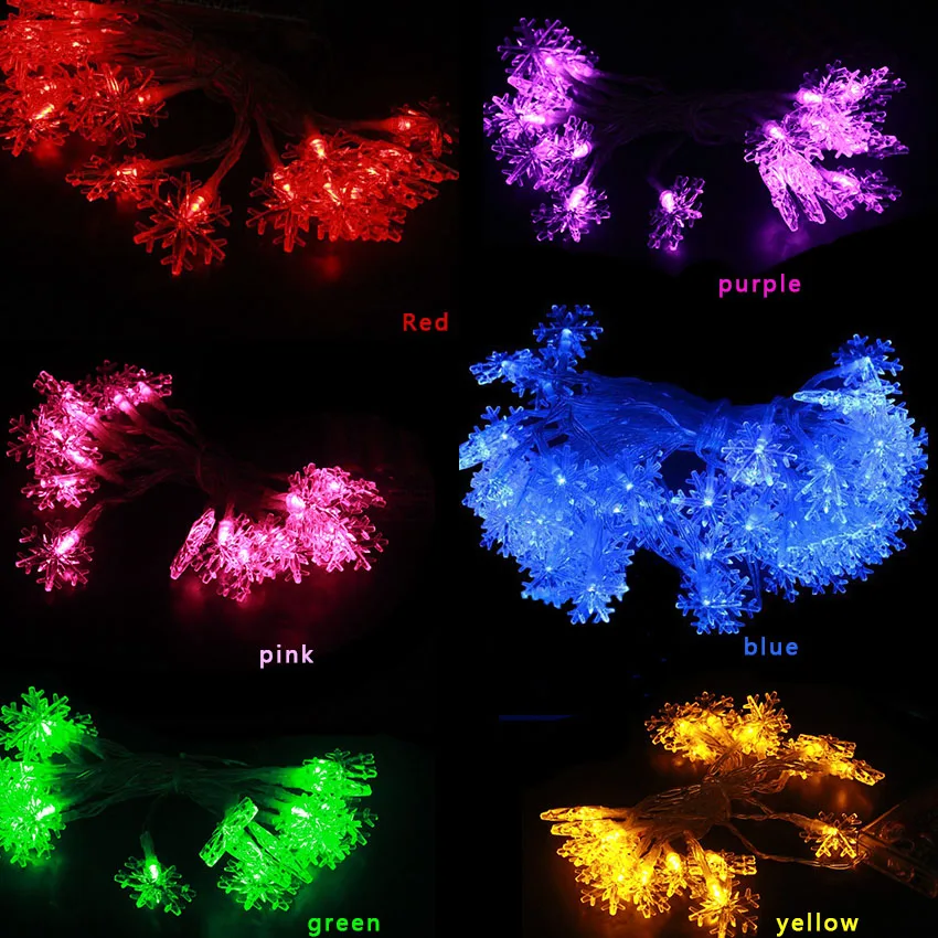 2 м 3 м 4 м 5 м 10 м 20 светодиодный Снежинка на батарейках питание Гирлянда для дома и улицы, герлянда, на год, вечерние Рождественский Декор