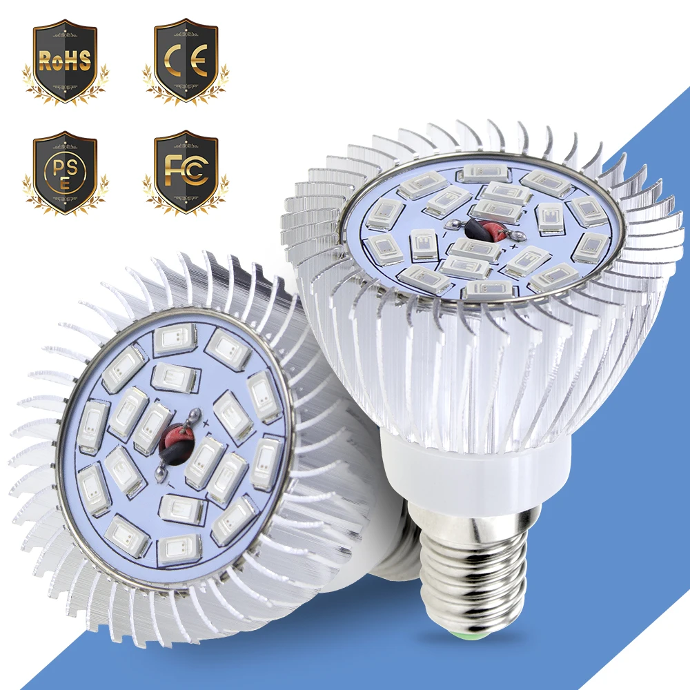 

E27 Plant Light E14 Growing Bulb 220V Full Spectrum Plant Led Lamp 18W Red Blue led Grow Lights 110V Indoor Lampe Pour Plantes