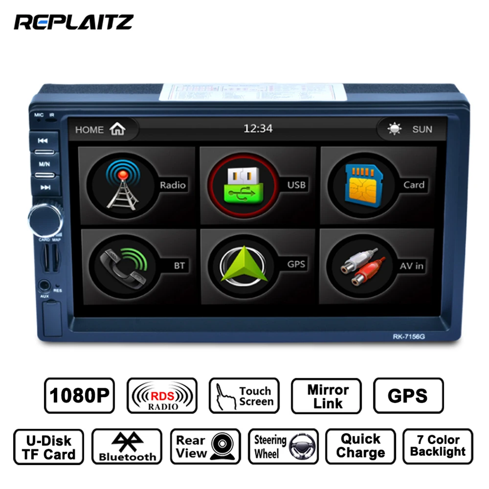 7156G 7 дюймов HD Автомобильный MP5 плеер 2 Din Bluetooth MP4 Сенсорный экран с gps навигатор