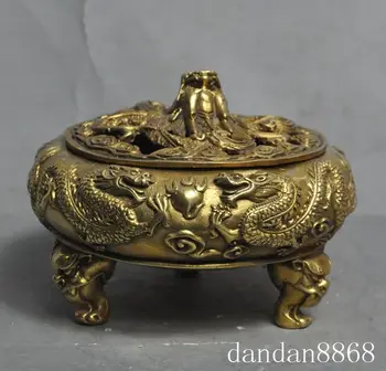

Christmas Marked Chinese pure Brass Fengshui Animal Dragon Statue Incense burner Censer Halloween