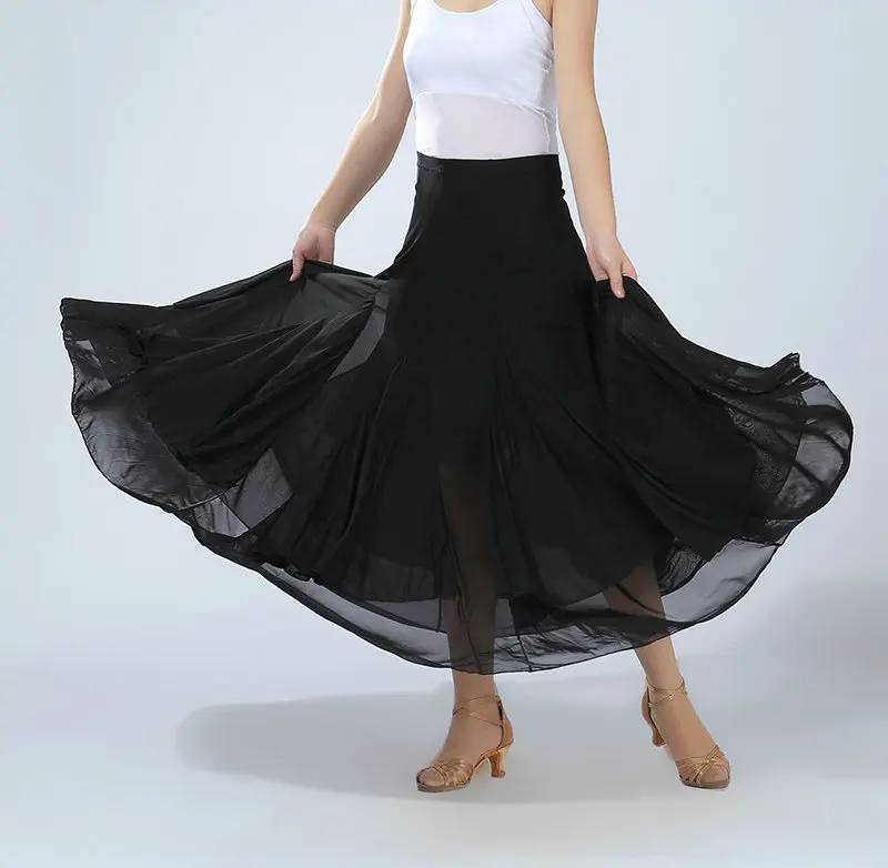 Женская танцевальная юбка для бальных танцев для девочек, Длинные качели, современный стандарт, платье для соревнований по вальсу, танцевальное платье для танца живота, юбки для латинского танго