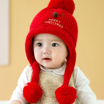 

Solid Baby Hat Winter Cotton Infant Caps Boys Beanies With Pompom Crochet Warm Girls Hats Deer Unisex Headgear Baby Photo Shoot