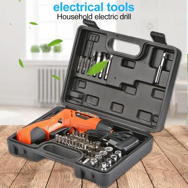 4.2V Lithium Battery Household Cordless Rechargeable Electric Screwdriver Strong Torque Mini Cordless Drill Screw Driver w/Case