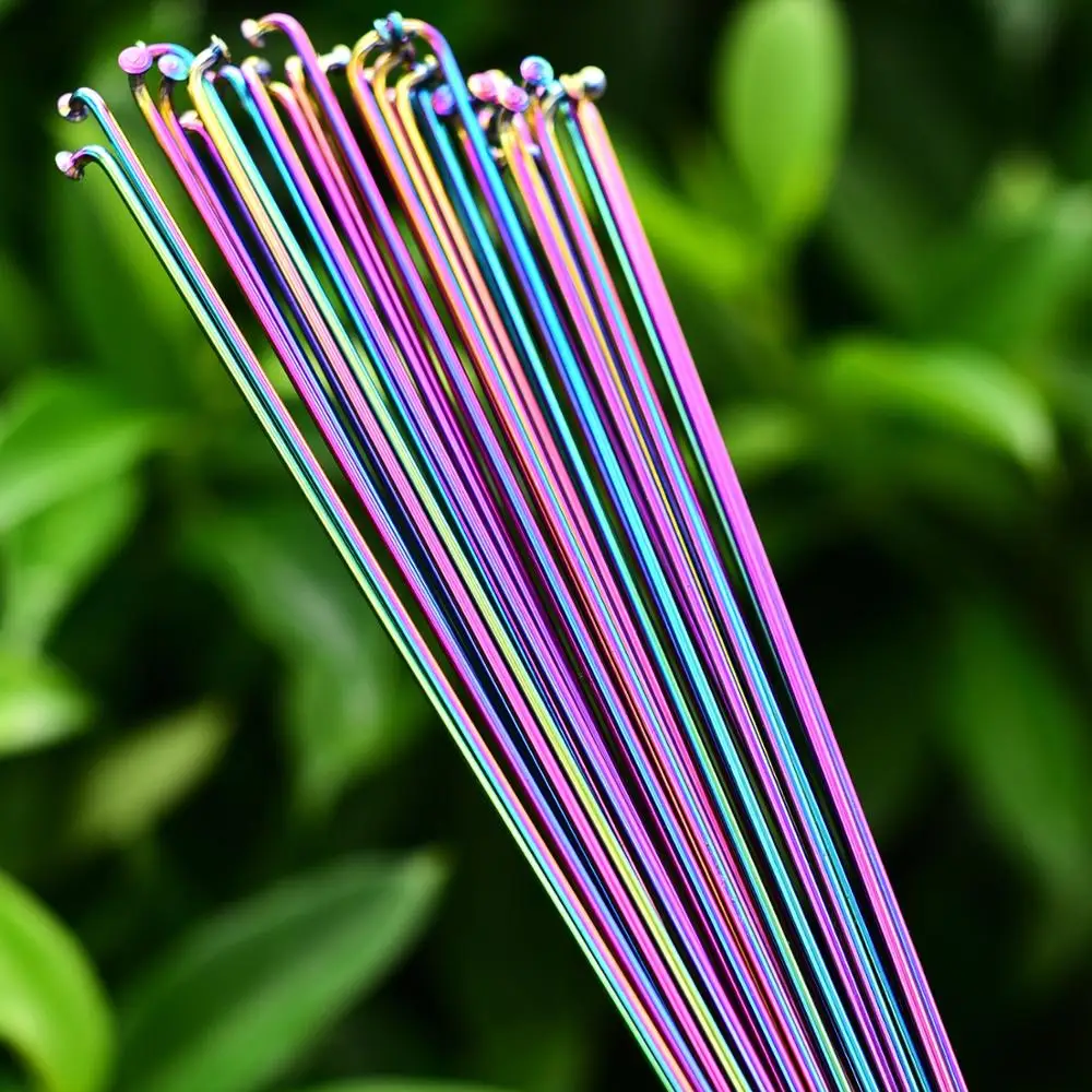 Rainbow Bicycle spoke Mountain Road Bike Wire Vacuum Plating Rainbow stainless steel 26 27.5 29 inch Spokes 259-293MM 14G bicycle parts bike accessories bicycle spokes