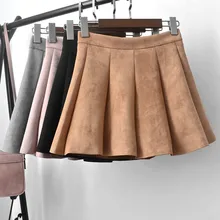 MUMUZI консервативный стиль модная плиссированная юбка Уличная Короткие замшевые юбка Осень мини-юбки женские зимние юбки saias