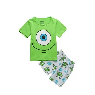 Летняя хлопковая Детская Пижама Mike Wazowski; Пижама для мальчиков; детская одежда для сна для мальчиков; детская одежда; пижамы - Цвет: Зеленый