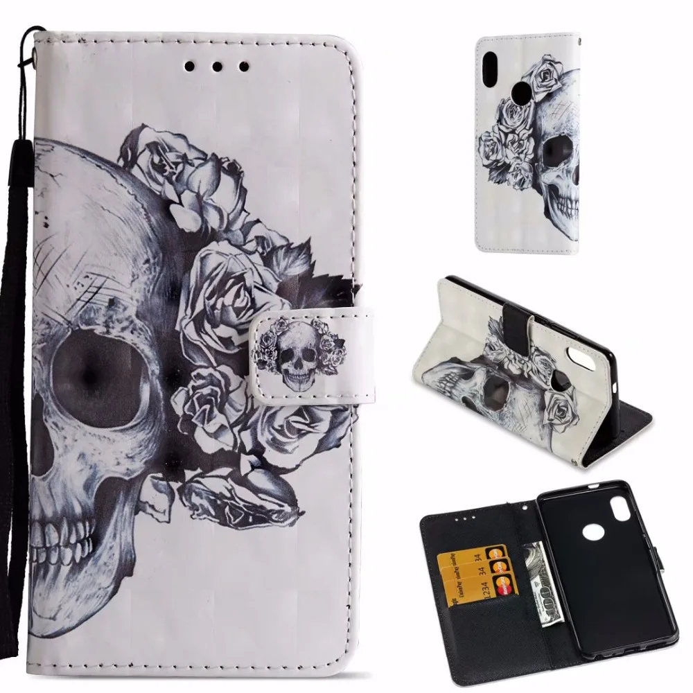 Abhoriz cover for xiaomi 6X Case with Card slots 3D painted patterns Leather phone case |
