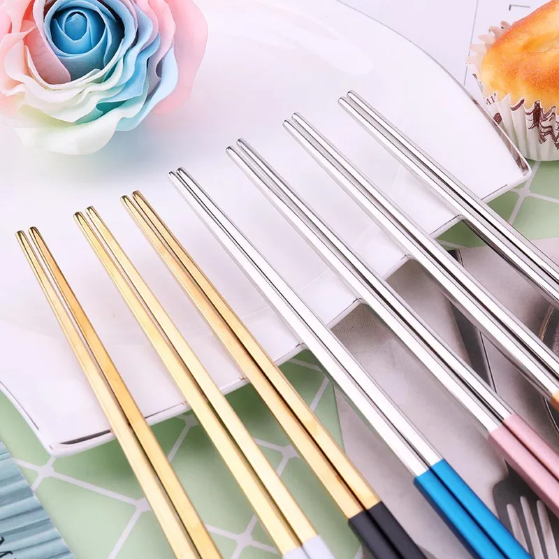 Non slip Stainless Steel Chopsticks Square Chopsticks Stainless Steel