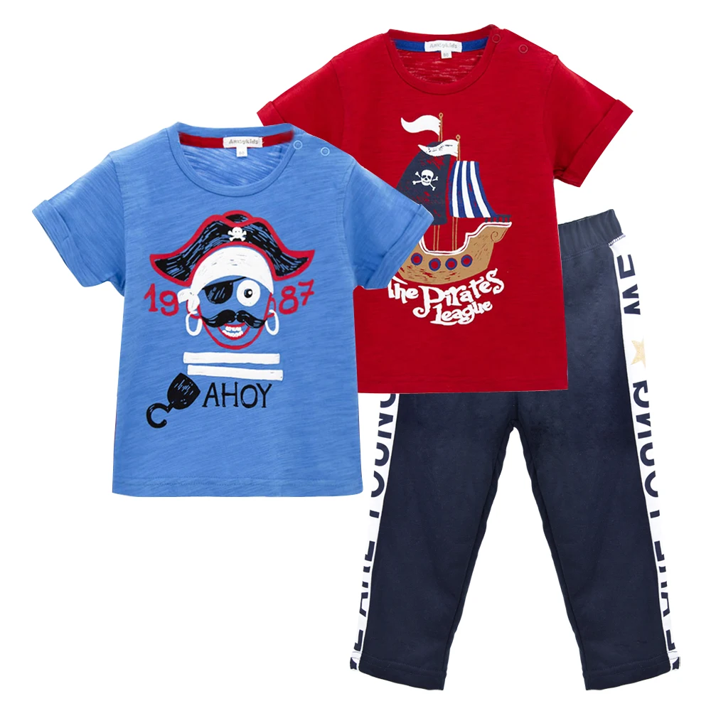 

2019 Baby Clothes Set 3 pcs/lot Cotton Summer Short Sleeve Boys Girl Clothing Cartoon Printing O-Neck Children Wear