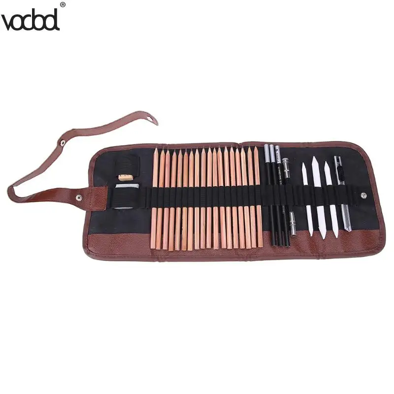 

29pcs Professional Pencil Drawing Sketch Kit Stationery Bag Charcoal Eraser Set Knife Paper Tool Bag Office School Supplies