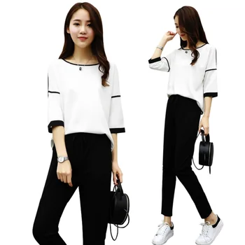 

Female Suit Women Spring and Summer 2019 New Fashion women suit women's tracksuits Smart Two-piece Set coat+pants