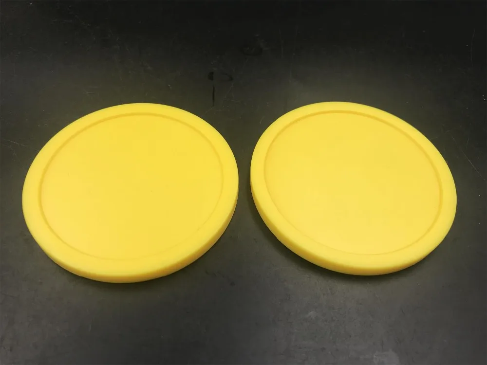 

NEW 2pcs YELLOW Air hockey table pusher puck 82mm 3-1/4" GoalieSt 67 HIGH QUALITY