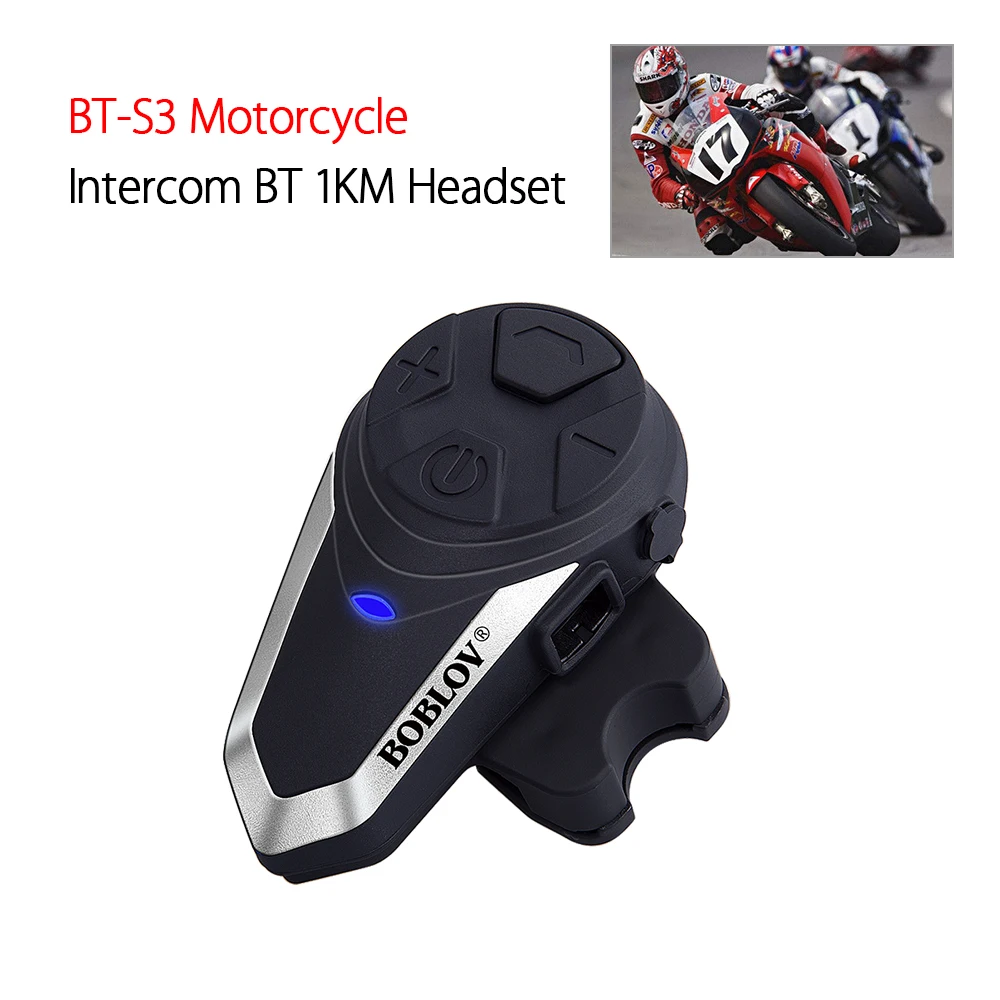 

1000m BT-S3 Motorcycle Intercom Helmet Headsets Wireless Waterproof Bluetooth Interphone Handsfree For Moto Intercom Accessories