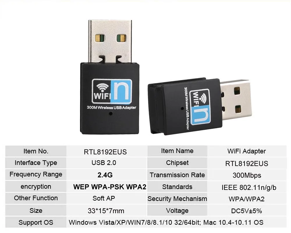 300 Мбит/с Wifi адаптер 2,4 г USB мини Wifi приемник ключ 802.11b/n/G Ethernet Сетевая карта для компьютера рабочего стола