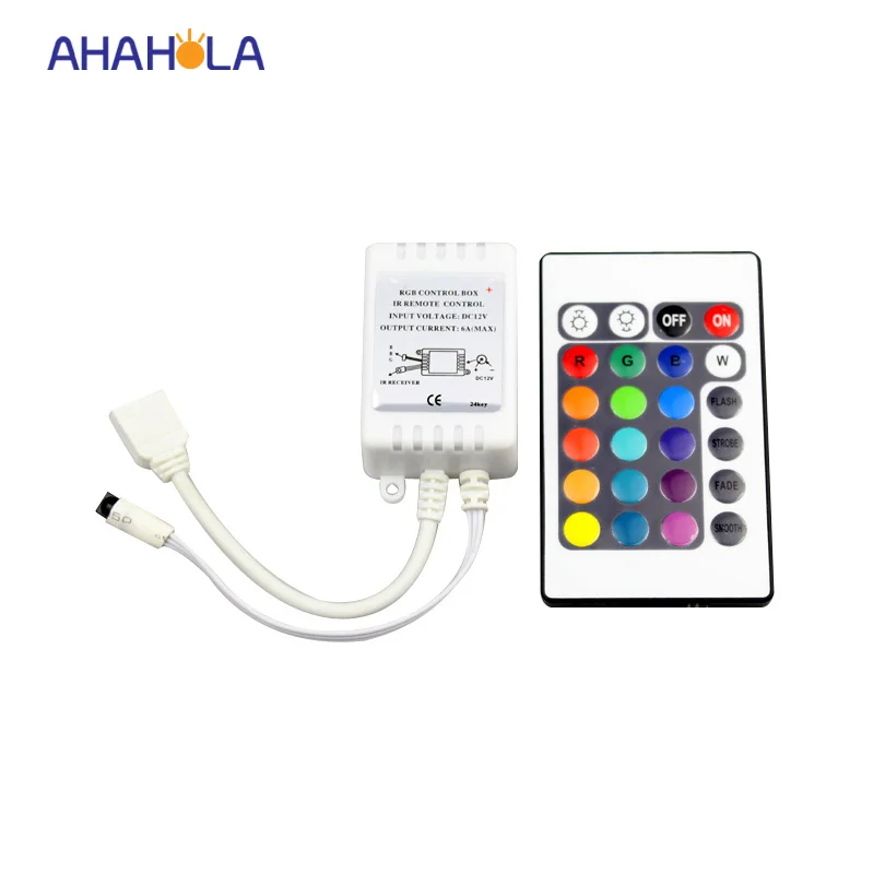

Mini Led Controller 24 Keys LED IR RGB Controler LED Lights Controller IR Remote Dimmer DC12V 6A For RGB Strip No battery