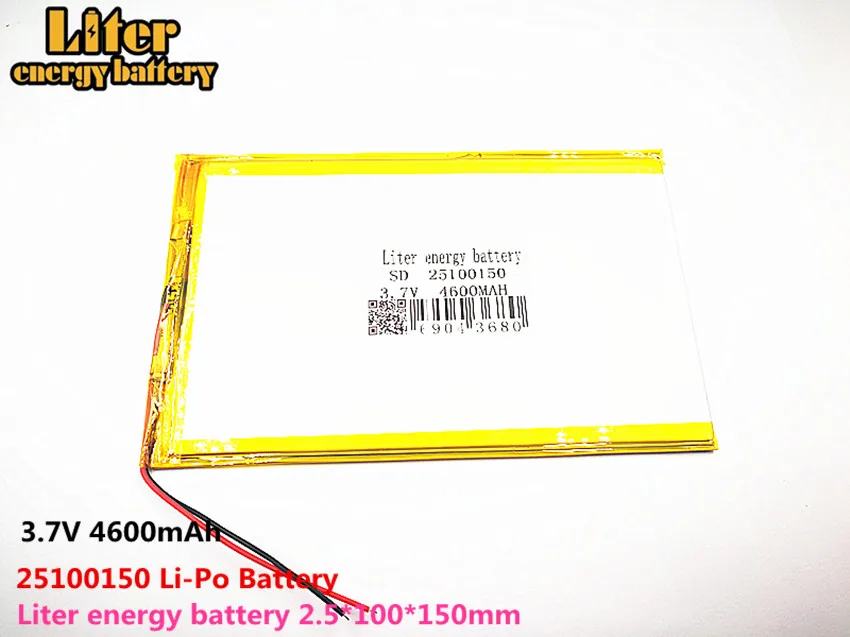 Литровая энергетическая батарея хорошего качества 3,7 в, 4600 мАч 25100150 полимерная литий-ионная/литий-ионная батарея для планшетных ПК банка, gps, mp3, mp4