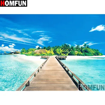 

HOMFUN 5D Diy Diamond Painting Cross Stitch "Island scenery" Home Decor Full Rhinestones Inlay Diamond Embroidery A14597