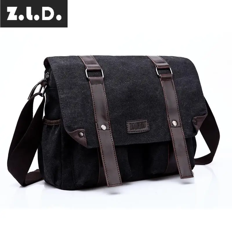 Z.l.d. Мужская Диагональная Сумка через плечо, простая модная парусиновая Повседневная сумка для компьютера, молодежная вместительная школьная сумка, женская сумка