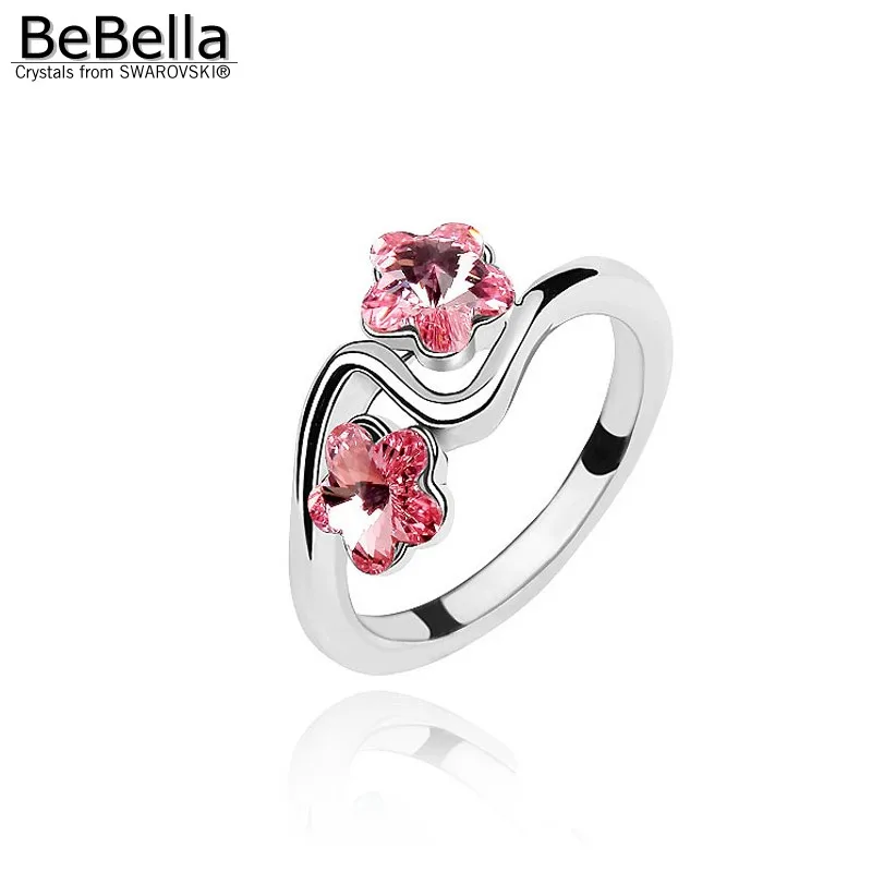 Женское кольцо на палец BeBella little plum blossom украшенное кристаллами Swarovski ювелирное