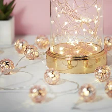 

Wedding light lamp Christmas Festival Nordic wind rose gold leaf lamp string