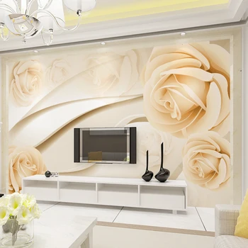 

Modern Fashion 3D Wall Mural Minimalist Rose Worm Romantic Wallpaper For Wedding House 3D Non-woven Wall Paper Papel De Parede
