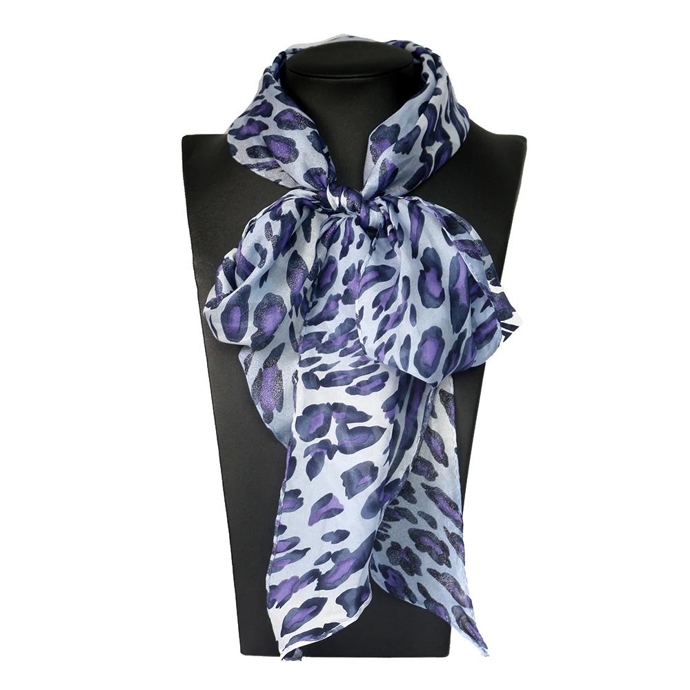 

100% Silk Chiffon Scarf Leopard Printed Women Scarf