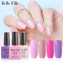 Belle Fille UV Nail Gel Polish Rose Gel UV LED Pink Purple Gel Nail Lacquer Soak Off Varnish Shining Bling fingernail Polish