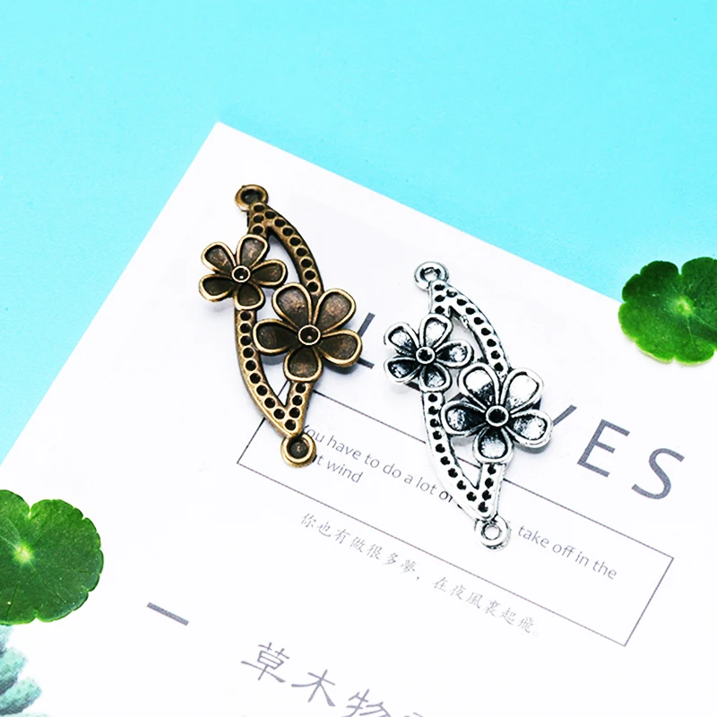 37*18mm 10pcs Flower Alloy Pendant For Diy Jewelry Making 2 Colors Antique Silver Bronze No.2122 | Украшения и аксессуары