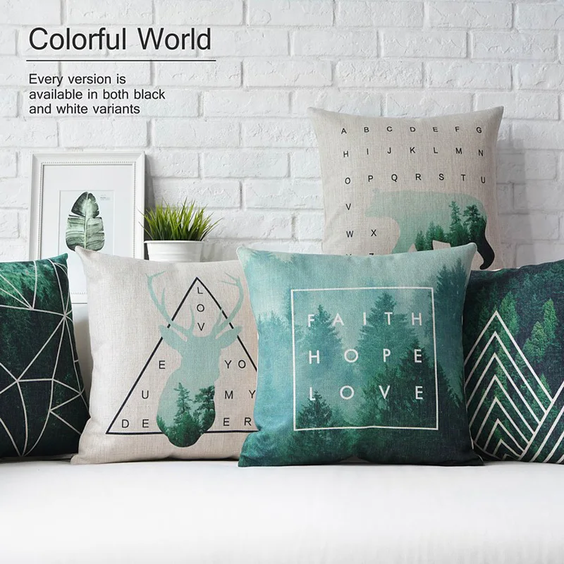 

Nordic Cushion Covers Home Decor Striped Plaid Decorative Throw Pillow Case Geometric Cushion Green Pillow Cover for Sofa 60*60