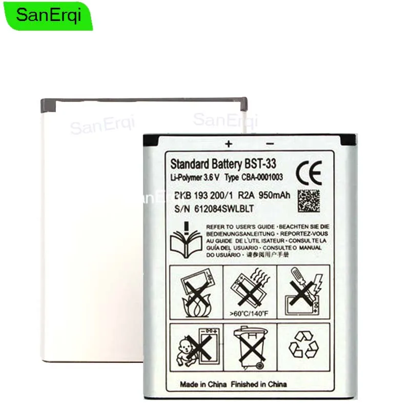 

BST-33 BST 33 Phone Battery For Sony Ericsson K530 K550 K630 K660i K790 K790i K800 K800i K810 K810i SanErqi